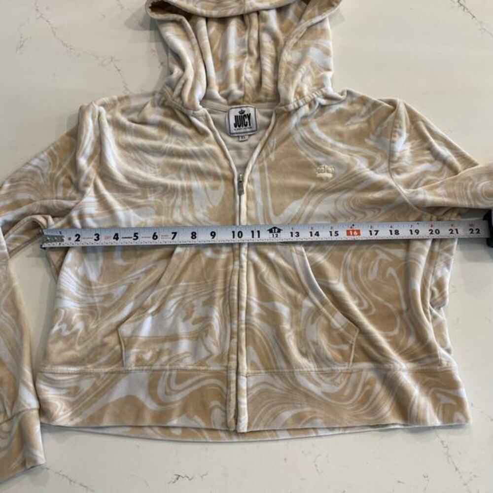 Juicy‎ Couture Cream and White Zip Up Crop Hoodie Sweatshirt size XL - Picture 6 of 8